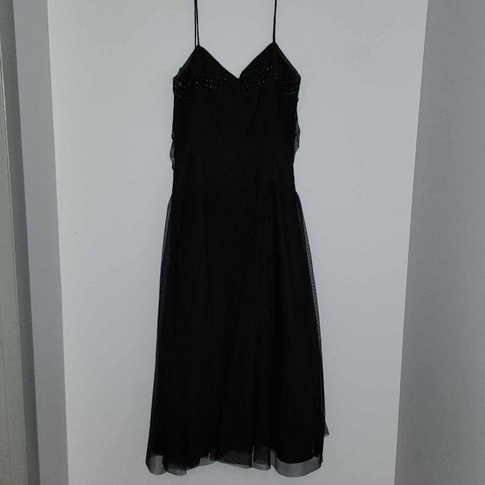Black Midi Cocktail Dress with beading accents - Picture 6 of 9